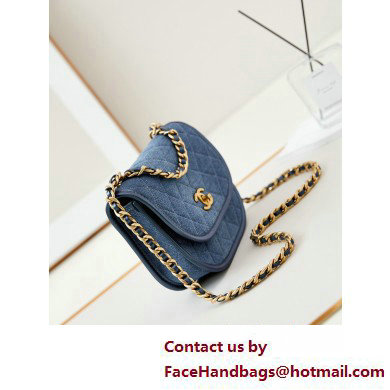 Chanel Washed Denim  &  Gold-Tone Metal Small Messenger Bag AS4850 Blue 2025